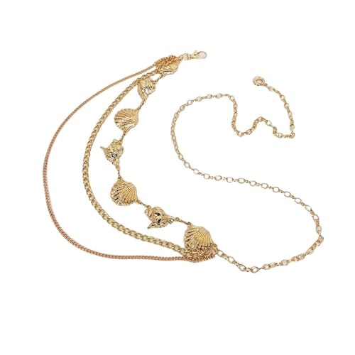 2 Stück Muscheln Taillenketten for Frauen Metall Taillenkette Gürtel Weiblicher Strand Körperschmuck for den Urlaub(Gold) von CNYUON