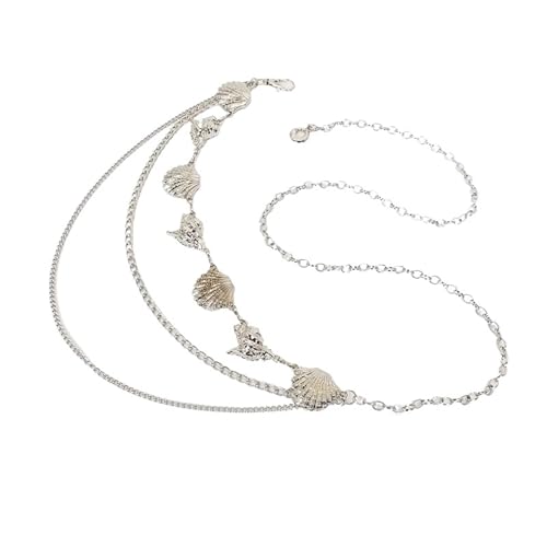 2 Stück Muscheln Taillenketten for Frauen Metall Taillenkette Gürtel Weiblicher Strand Körperschmuck for den Urlaub(Silver) von CNYUON