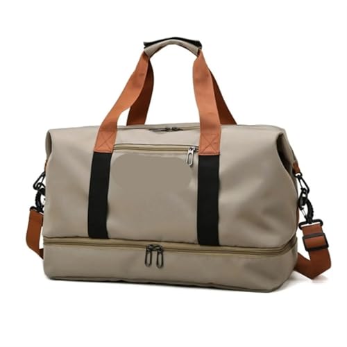 2 Stück Tasche Damen Herren Sport Reise Wochenende Umhängetasche Trockener und Nasser Stil Duffle Bag Handgepäck(Khaki) von CNYUON