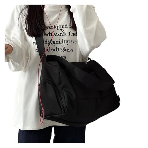 2 stücke Große Umhängetasche Reise Tragetaschen for Frauen Leinwand Schulter Messenger Tasche Sport Yoga Schulranzen Frau Handtasche(Black) von CNYUON