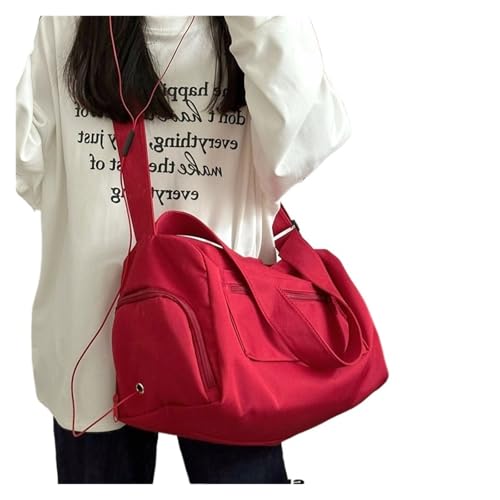 2 stücke Große Umhängetasche Reise Tragetaschen for Frauen Leinwand Schulter Messenger Tasche Sport Yoga Schulranzen Frau Handtasche(Red) von CNYUON