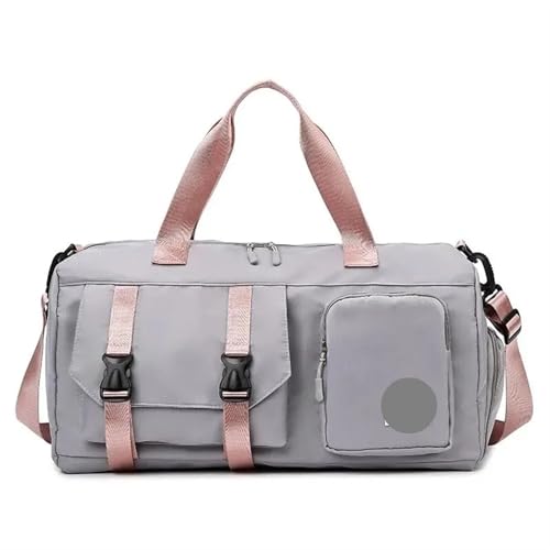 2 stücke Reisetasche Gepäck Handtasche Frauen Schulter Tasche Große Kapazität Nylon Sport Sporttasche Damen Umhängetasche(Gray) von CNYUON