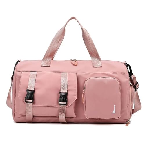 2 stücke Reisetasche Gepäck Handtasche Frauen Schulter Tasche Große Kapazität Nylon Sport Sporttasche Damen Umhängetasche(Pink) von CNYUON