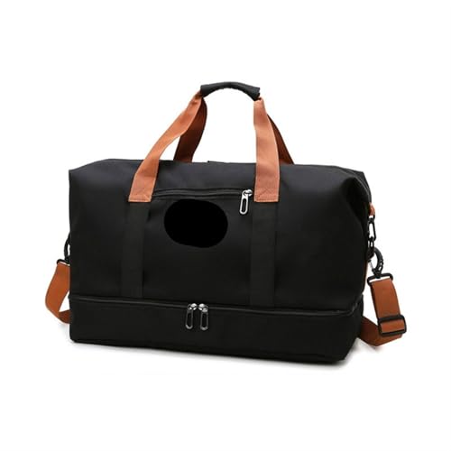 2 stücke Reisetaschen for Frauen Große Kapazität Sport Schulter Handtaschen Wochenende Weibliche Messenger Tote Trockenen Und Nass(Black) von CNYUON