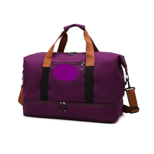 2 stücke Reisetaschen for Frauen Große Kapazität Sport Schulter Handtaschen Wochenende Weibliche Messenger Tote Trockenen Und Nass(Purple) von CNYUON