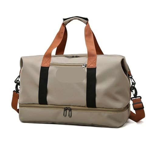 2 stücke Reisetaschen for Frauen Große Kapazität männer Sport Tasche Wochenende Sac Voyage Weibliche Messenger Tasche Trocken Und nass(Khaki) von CNYUON