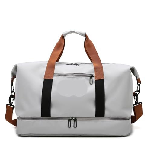 2 stücke Reisetaschen for Frauen Große Kapazität männer Sport Tasche wasserdichte Wochenende Sac Voyage Weibliche Messenger Tasche Trocken und Nass(Light Grey) von CNYUON