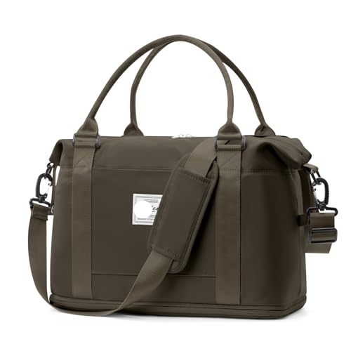 2PCS Große Kapazität Frauen Tragbare Reisetasche Fitness Kurze Business Reise Gepäck Kann Set Zugstange for Lagerung(Brown) von CNYUON