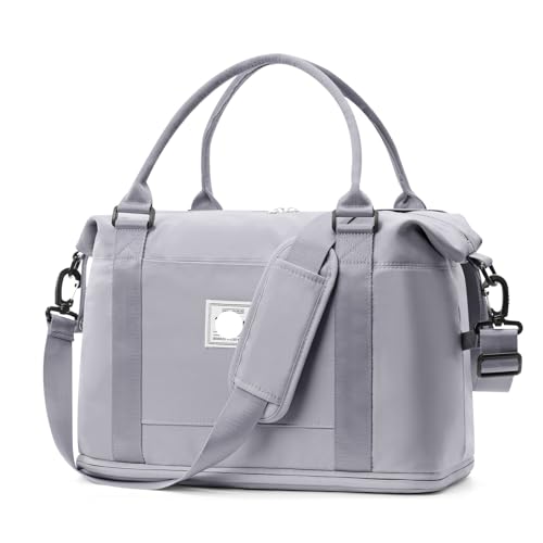2PCS Große Kapazität Frauen Tragbare Reisetasche Fitness Kurze Business Reise Gepäck Kann Set Zugstange for Lagerung(Gray) von CNYUON