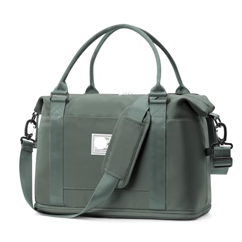 2PCS Große Kapazität Frauen Tragbare Reisetasche Fitness Kurze Business Reise Gepäck Kann Set Zugstange for Lagerung(Green A) von CNYUON