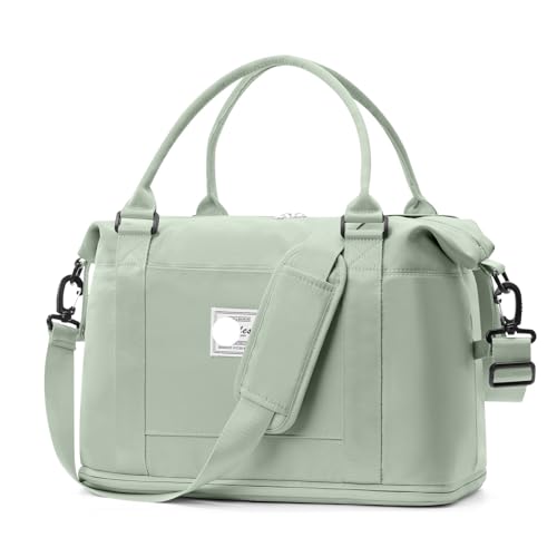 2PCS Große Kapazität Frauen Tragbare Reisetasche Fitness Kurze Business Reise Gepäck Kann Set Zugstange for Lagerung(Green B) von CNYUON