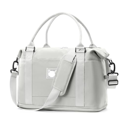 2PCS Große Kapazität Frauen Tragbare Reisetasche Fitness Kurze Business Reise Gepäck Kann Set Zugstange for Lagerung(Light Gray) von CNYUON