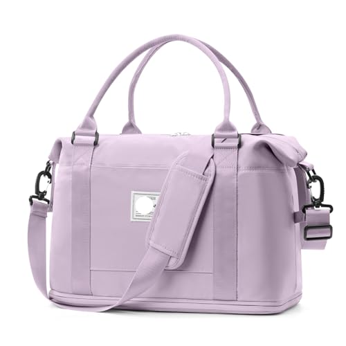 2PCS Große Kapazität Frauen Tragbare Reisetasche Fitness Kurze Business Reise Gepäck Kann Set Zugstange for Lagerung(Purple) von CNYUON