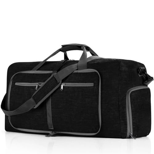 2PCS Große Kapazität Reise Seesack 85L Schulter Sporttasche Frauen Oxford Faltbare Große Reisetasche Männer Fitness Gepäck Tasche(Black) von CNYUON