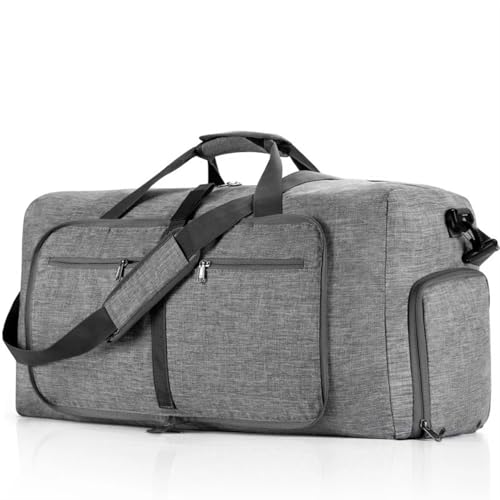 2PCS Große Kapazität Reise Seesack 85L Schulter Sporttasche Frauen Oxford Faltbare Große Reisetasche Männer Fitness Gepäck Tasche(Grey) von CNYUON