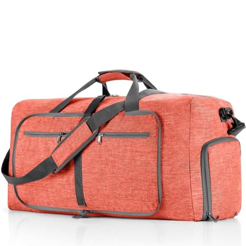 2PCS Große Kapazität Reise Seesack 85L Schulter Sporttasche Frauen Oxford Faltbare Große Reisetasche Männer Fitness Gepäck Tasche(Orange) von CNYUON