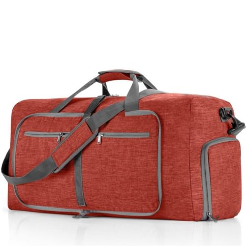 2PCS Große Kapazität Reise Seesack 85L Schulter Sporttasche Frauen Oxford Faltbare Große Reisetasche Männer Fitness Gepäck Tasche(Red) von CNYUON