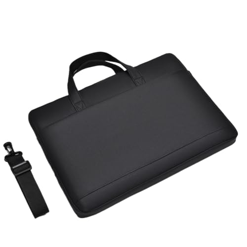 CNYUON Leichte, stilvolle Laptoptasche, wasserdichte Handtasche, Computergehäuse, stoßfeste Umhängetasche, verschleißfeste Herrentasche(Black,13-14.1in) von CNYUON