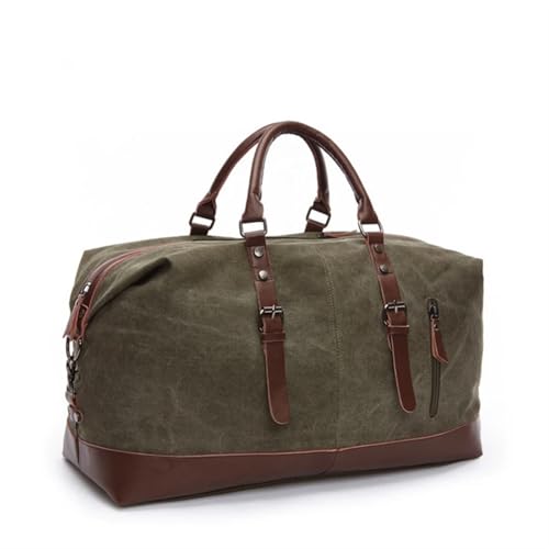 Canvas Leder Herren Reisetaschen Handgepäck Tasche Herren Seesack Handtasche Reisetasche Große Wochenendtasche(Dark Green) von CNYUON