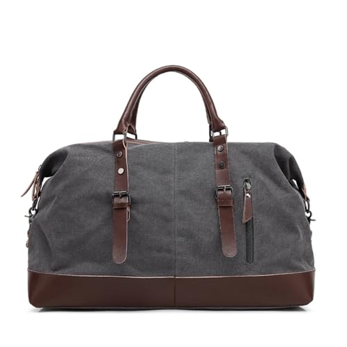 Canvas Leder Herren Reisetaschen Handgepäck Tasche Herren Seesack Handtasche Reisetasche Große Wochenendtasche(Gray) von CNYUON