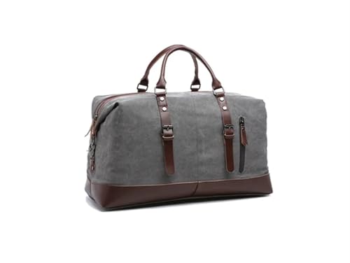 Canvas Leder Herren Reisetaschen Handgepäck Taschen Herren Seesäcke Reisetasche Große Wochenendtasche Kleine Übernachtungstasche(Gray small) von CNYUON