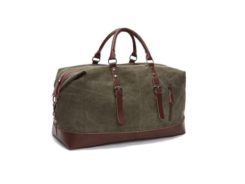 Canvas Leder Herren Reisetaschen Handgepäck Taschen Herren Seesäcke Reisetasche Große Wochenendtasche Kleine Übernachtungstasche(Green small) von CNYUON