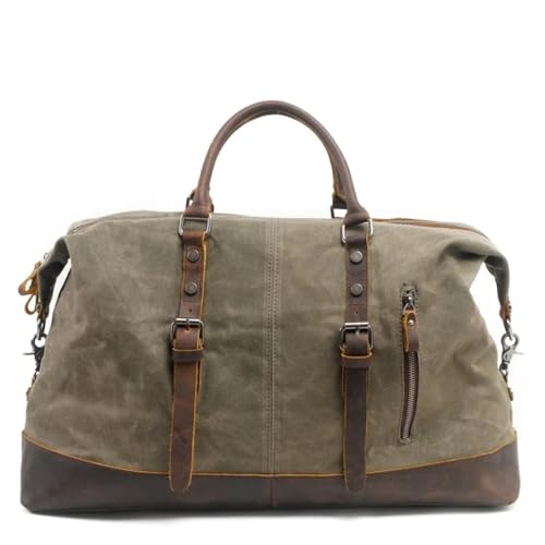 Canvas Leder Herren Reisetaschen Handgepäck Taschen Herren Seesäcke Reisetasche Große Wochenendtasche Übernachtung(Green) von CNYUON