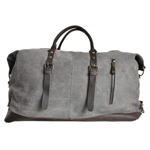 Canvas mit Leder Weekend Tote Bag Reisetaschen Handgepäck for Männer Große Kapazität Duffle Bag(Gray) von CNYUON