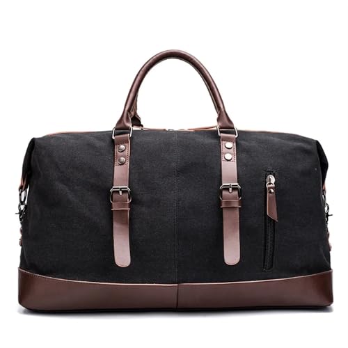 Große Kapazität Canvas Leder Herren Reisetaschen Handgepäck Gepäcktasche Herren Seesack Gepäck Reisetaschen(Black Coffee) von CNYUON