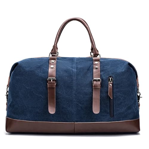 Große Kapazität Canvas Leder Herren Reisetaschen Handgepäck Gepäcktasche Herren Seesack Gepäck Reisetaschen(Dark Blue) von CNYUON