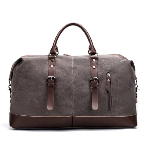 Große Kapazität Canvas Leder Herren Reisetaschen Handgepäck Gepäcktasche Herren Seesack Gepäck Reisetaschen(Dark Gray) von CNYUON