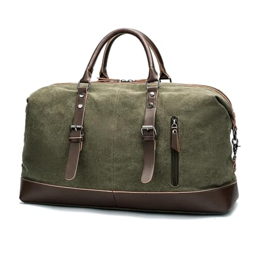 Große Kapazität Canvas Leder Herren Reisetaschen Handgepäck Gepäcktasche Herren Seesack Gepäck Reisetaschen(Dark Green) von CNYUON