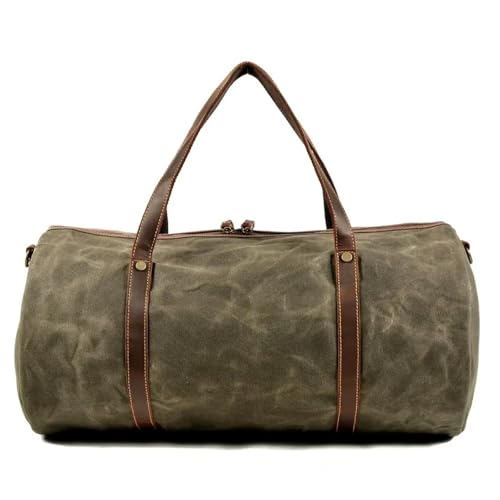 Reisetasche Große Kapazität Männer Outdoor Duffel Taschen Männliche Reise Handtaschen Gewachste Leinwand(Dark Green) von CNYUON
