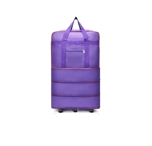 Reisetasche Mit Rollen Zusammenklappbare Reisetasche, Gepäckfach, Aufbewahrungsbox mit drehbarem Rad, Teleskop-Gepäcktasche mit großem Fassungsvermögen, Übernachtungstasche FüR Reisen, Arbeit(Purple f von CNYUON