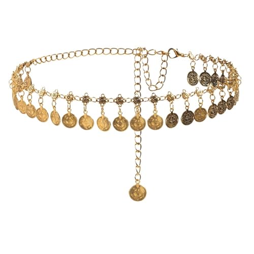 Retro Taillenketten zur Dekoration Damen Körper Taillenkette Metall Körperkette for Kleideraccessoires(Gold) von CNYUON