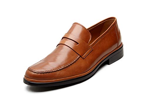 Italienische Anzugschuhe Herren Lederschuhe herren Bequem Handgemachte Schuhe Business Casual Schuh Ultraleichte Polyethersohle Fahrslipper Abriebfeste Sohle Atmungsaktives Leder, Braun, 43 EU von CO&MODA