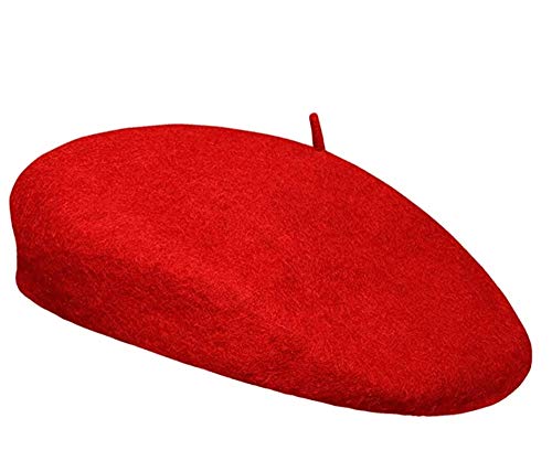 CO BN Damen Baskenmützen,Barette Warme Winter Herbst Baskenmütze Unisex Beanie Cap für Mädchen Damen (rot) von CHUANGOU