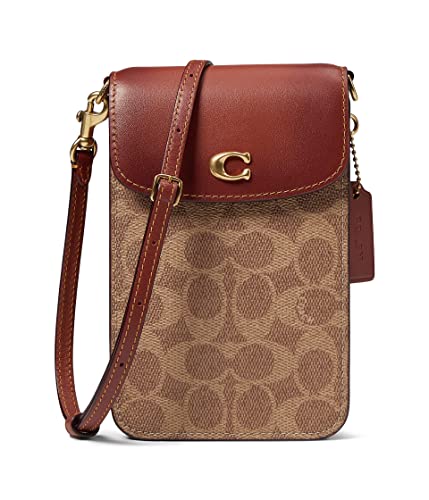 COACH Crossbody Canvas Signature Phone Crossbody Tan Rust One Size, Hellbrauner Rost, Einheitsgröße von COACH