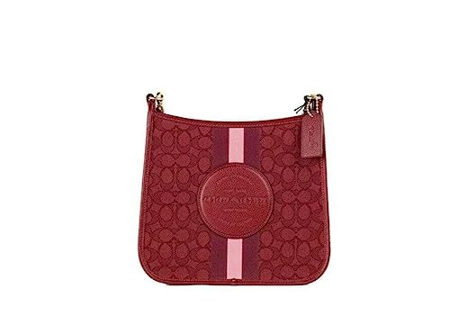 COACH Damen Dempsey File Crossbody Umhängetasche aus charakteristischem Jacquard, Im/Red Apple Multi, Einheitsgröße von COACH