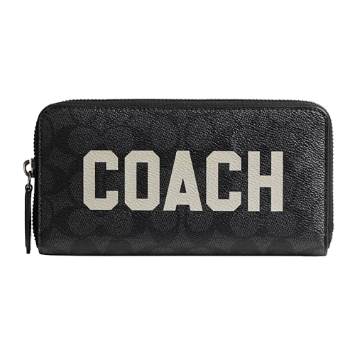 COACH Herren Accordion Wallet in Signature with Graphic Akkordeon-Geldbörse, Dunkelgrau von COACH