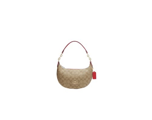 COACH Payton Hobo Schultertasche, Im/Khaki/Electric Red von COACH