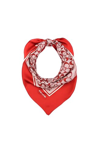 Coach Damen Vintage Signature Printed Silk Square Scarf Quadratischer Schal, rubinrot, Einheitsgröße von Coach