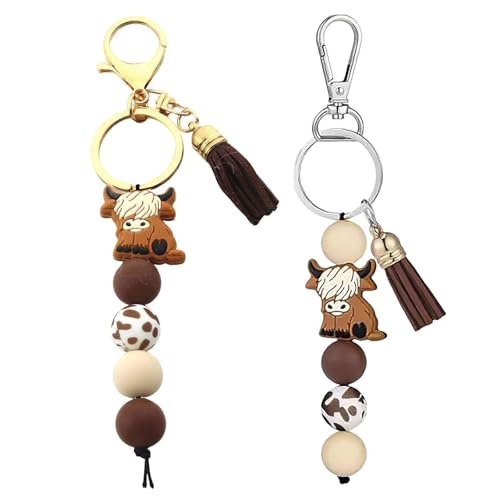 2 Cartoon Cow Keychain, Süßer Anhänger, Kreativer Und Interessanter Schlüsselbund, Verpackung Und Dekoration. von COACOM