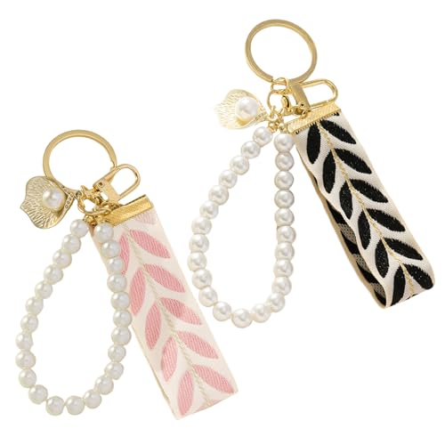 2 Stücke Perlenarmband Schlüsselring, Kreativer Anhänger Hanging Ring, Einfacher Und Modischer, Niedlicher Beutelanhänger Für Frauen, Interessantes Schlüsselzubehör. von COACOM