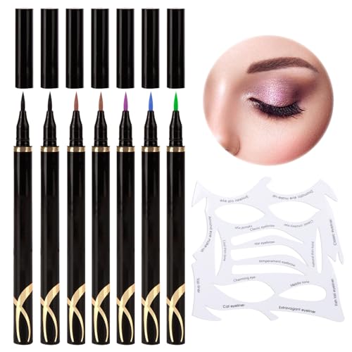 7 Stücke Eyeliner Und 1 Set Von Augen -Make -Up -Vorlagen, Make -Up -Werkzeugen, Wasserdichtem Eyeliner, Augen -Make -Up -Auxiliary -Werkzeugen, Einfach Zu Bedienen. von COACOM