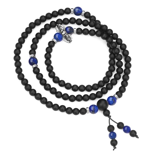 COAI 108 Mala Kette Wickelarmband mit Lapislazuli Perlen und Vajra Charm für Damen Herren von COAI