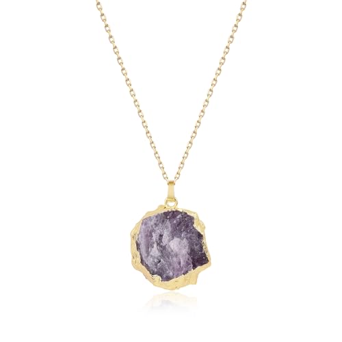 COAI 18k Gold Edelstahl Kabel Kette Raw Amethyst Stein Halskette für Damen von COAI