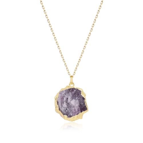 COAI Damen Kristall-Halskette mit echtem Amethyst-Anhänger und Goldkette für Frauen von COAI
