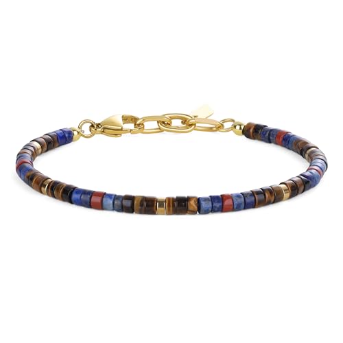 COAI 4x2 mm Edelstein Armband für Männer mit Lapislazuli Roter Jaspis und Tigerauge für Herren von COAI