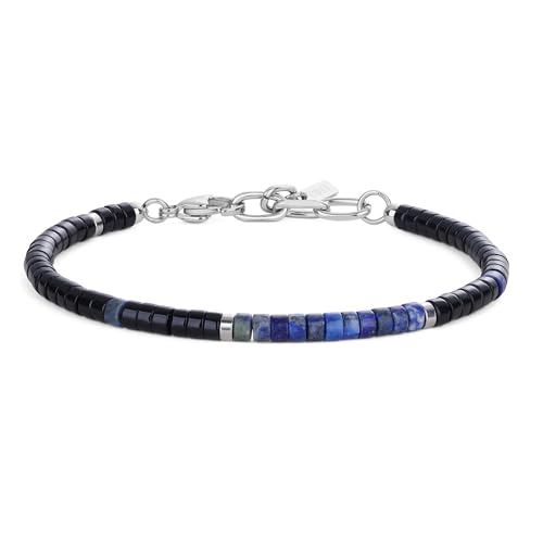 COAI 4x2 mm Lapislazuli Armband mit Onyx Perlen für Herren Naturstein Armband für Männer von COAI